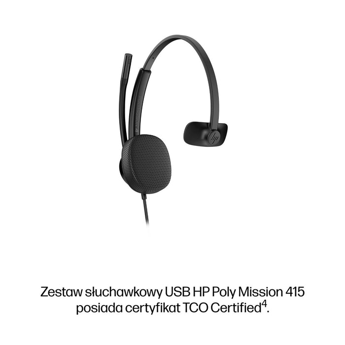Монофонични USB кабелни слушалки HP Poly Mission 415