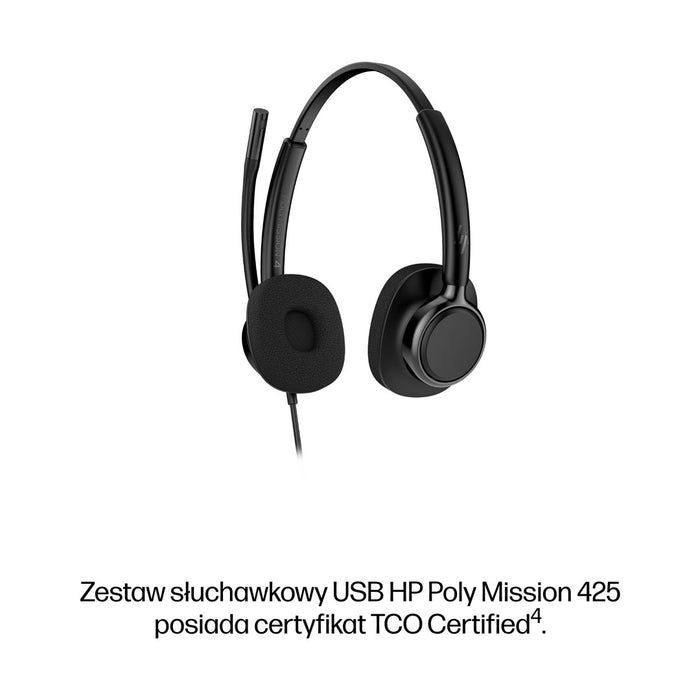Стерео USB слушалки HP Poly Mission 425 с кабел, класически, WW