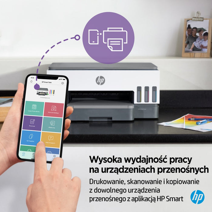 HP Smart Tank 720 All-in-One A4 Цветен двулентов WiFi Печат Сканиране Копиране Мастиленоструен 15/9 стр./мин