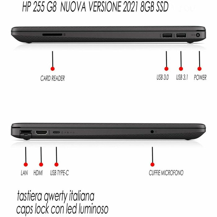 Лаптоп HP 255 G8 AMD© 3020E AMD 3020e 15,6" 8 GB RAM 256 GB SSD
