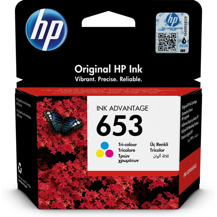 Трицветна оригинална касета с мастило HP 653 Ink Advantage