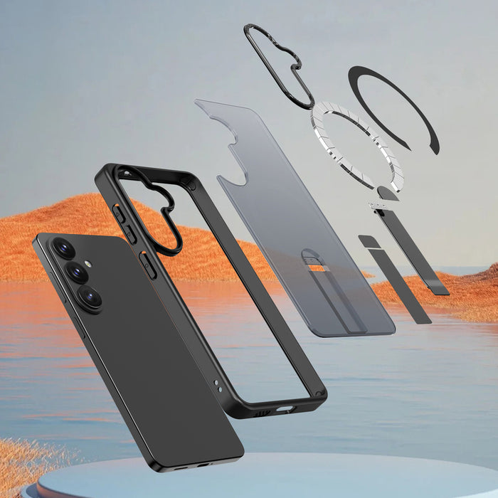 Хибриден кейс Armor X за Samsung Galaxy A36 / A37 със стойка, съвместим с MagSafe - черен