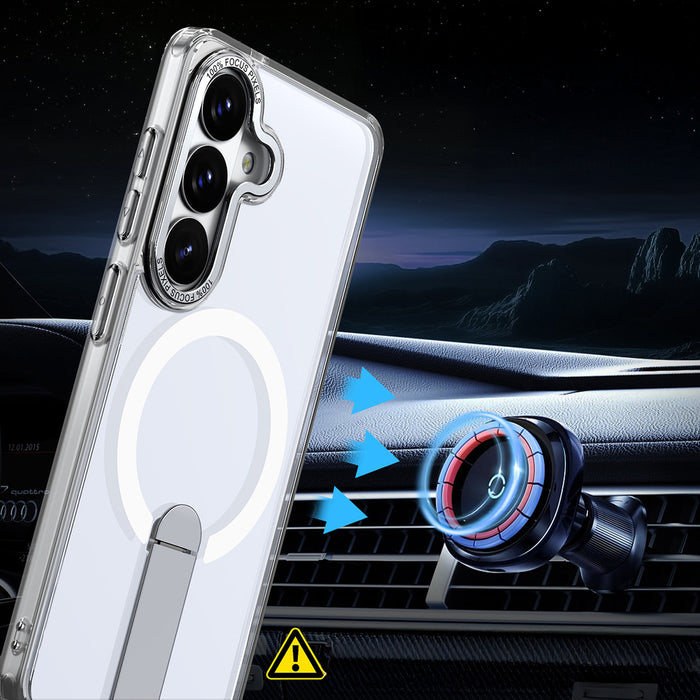 Хибриден Armor X калъф за Samsung Galaxy A57 със стойка, съвместим с MagSafe - прозрачен