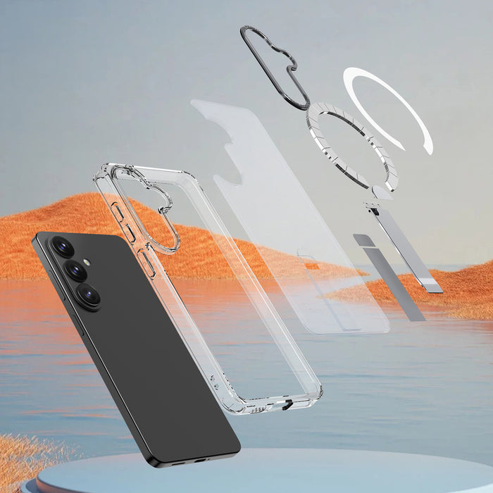 Хибриден Armor X калъф за Samsung Galaxy A36 / A37 със стойка, съвместим с MagSafe - прозрачен