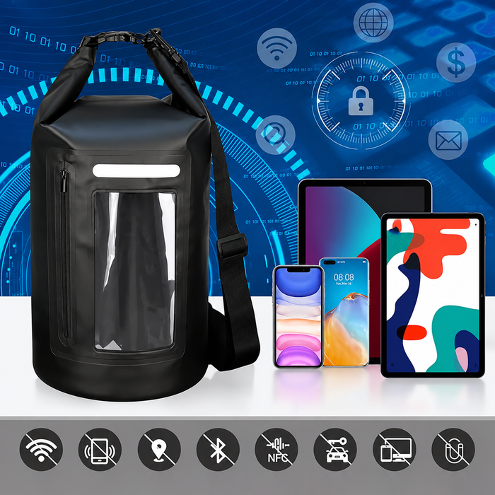 Водоустойчива чанта WNA-15L за 15-литров SUP каяк с RFID блокираща преграда - черна