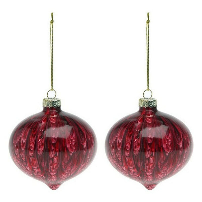 Коледни топки (2 pcs) 112490 Кафяв Червен 8 cm (2 броя)