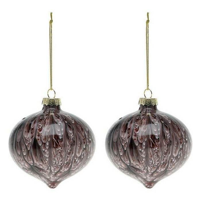 Коледни топки (2 pcs) 112490 Кафяв Червен 8 cm (2 броя)