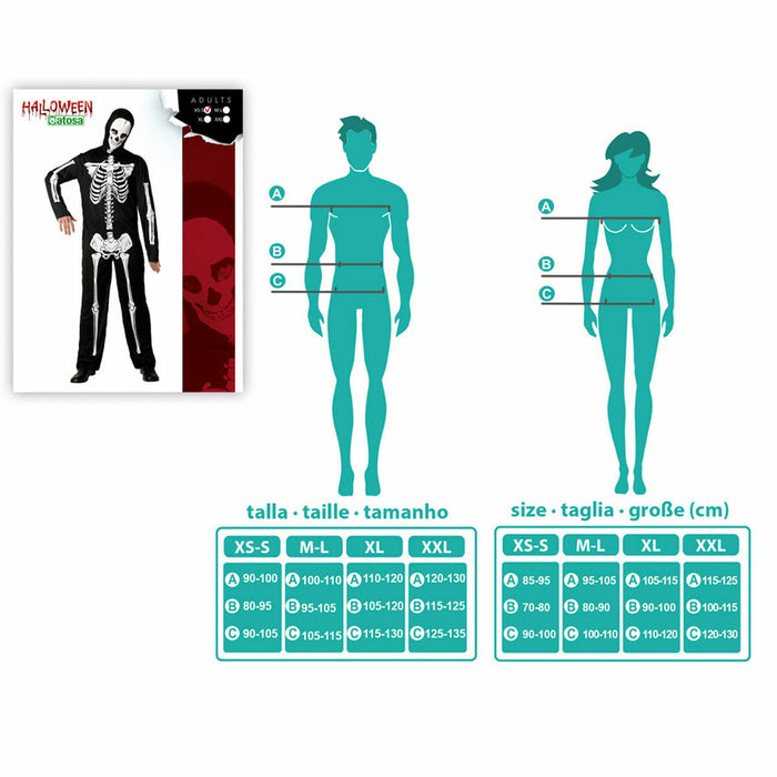 Маскировъчен костюм за възрастни Черен Скелет
