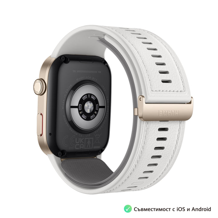 Huawei Watch D2 LCA-B11, златен, 1.82" Amoled, размер на въздушна възглавница/каишка 26 мм, амбулаторно 24 ч. кръвно налягане, пул мониторинг PPG 6.0, въртяща се корона, IP68, високоговорител и микрофон, двулентов, батерия 524 mAh