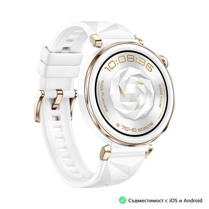 Huawei Watch GT5 Pro Jana-B29F, 1.32" Amoled 466x466, PPI 352, BT5.2, BLE/BR/EDR, 323mAh, 40 метра свободно гмуркане, HUAWEI TruSense система, ЕКГ анализ, Живот на батерията до 7 дни, Съвместим с iOS и Android устройства, Бял флуороеластомер