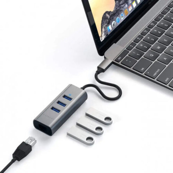 HUB USB Satechi Aluminium Type-C Hub (3x USB 3.0 Ethernet)