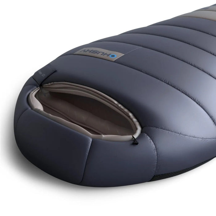 Спален чувал Husky DOPY Down -25 °C, 85 × 220 см, 1,69 кг, синьо-сив