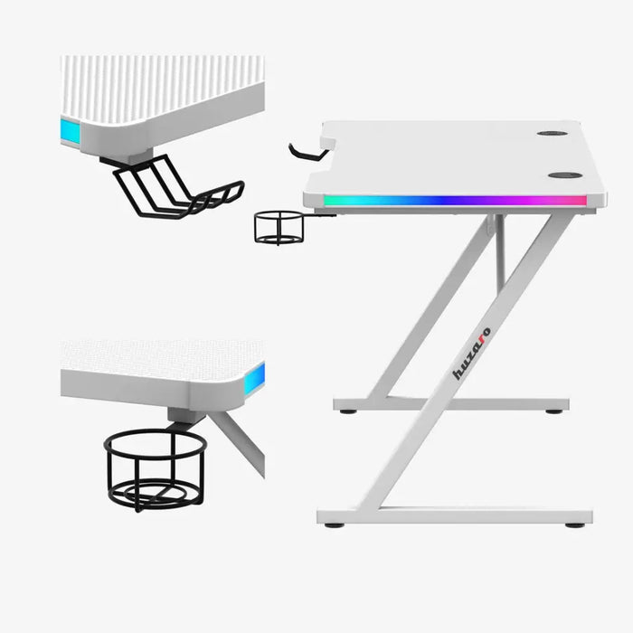 Huzaro Hero 2.5 Бяло RGB игрално бюро