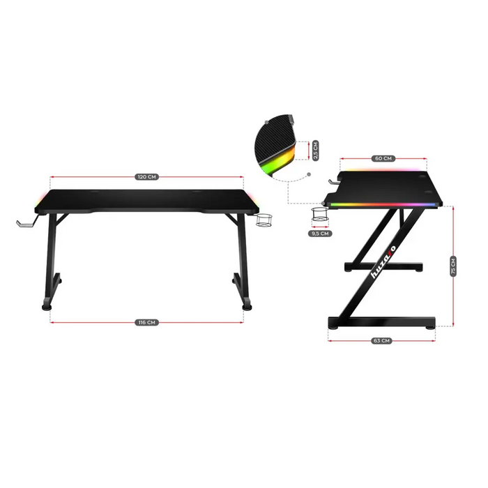 Huzaro Hero 2.5 RGB LED игрално бюро