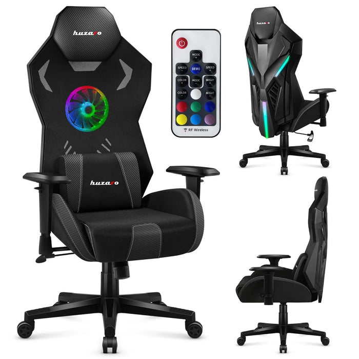 Геймърски стол Huzaro Combat 7.6 RGB черен с вентилатор