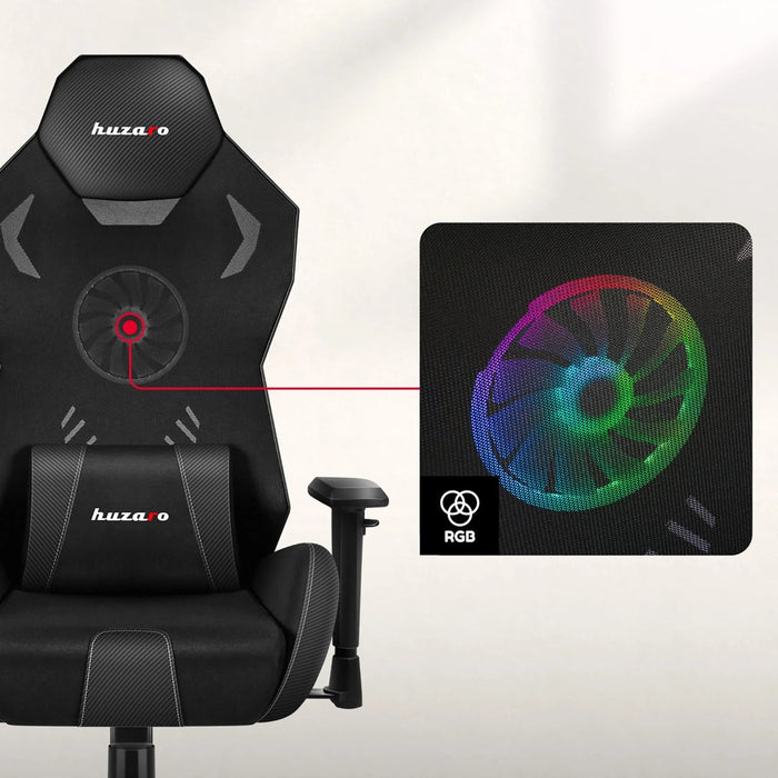 Геймърски стол Huzaro Combat 7.6 RGB черен с вентилатор