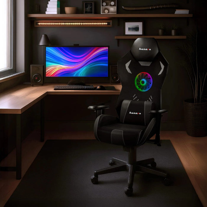 Геймърски стол Huzaro Combat 7.6 RGB черен с вентилатор