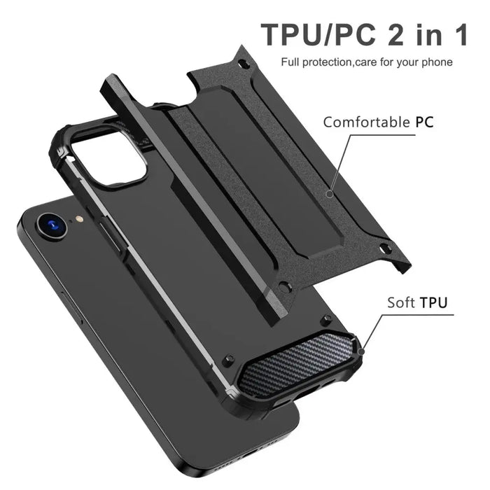 Hybrid Armor Case за iPhone 16e - черен