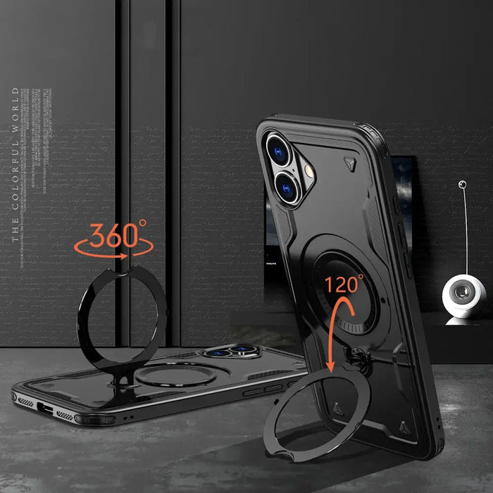 Hybrid Armor Trendy Case с MagSafe за iPhone 16 - черен