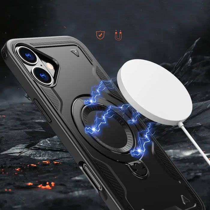 Hybrid Armor Trendy Case с MagSafe за iPhone 16 Plus - черен