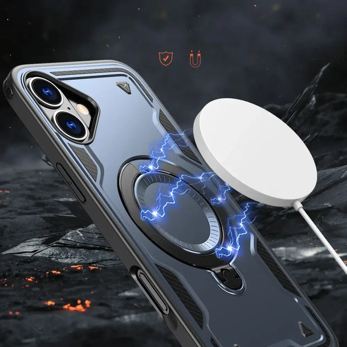 Hybrid Armor Trendy Case с MagSafe за iPhone 16 Plus - син