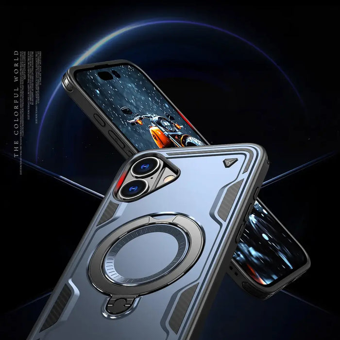 Hybrid Armor Trendy Case с MagSafe за iPhone 16 Plus - син