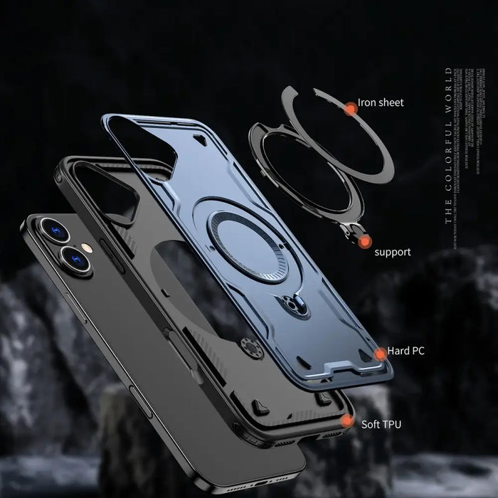 Hybrid Armor Trendy Case с MagSafe за iPhone 16 Plus - син