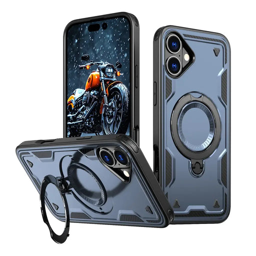 Hybrid Armor Trendy Case с MagSafe за iPhone 16 Plus - син