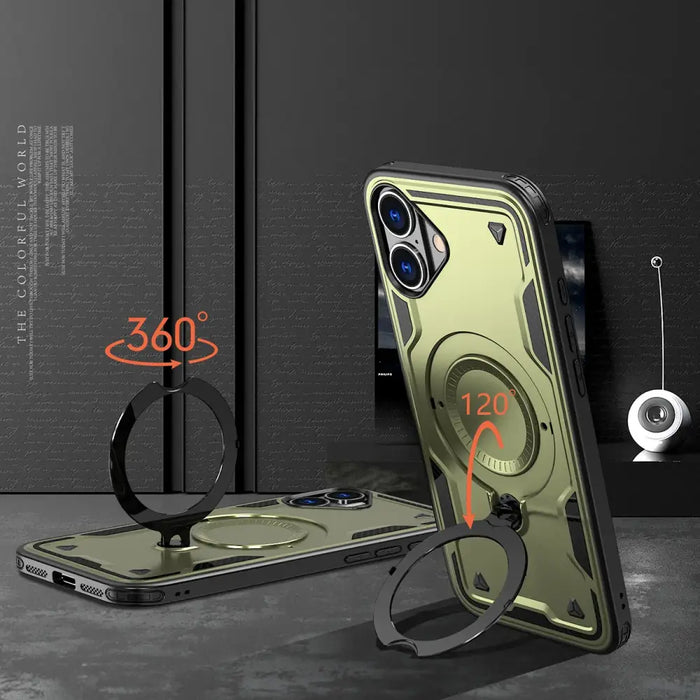 Hybrid Armor Trendy Case с MagSafe за iPhone 16 Plus - зелен