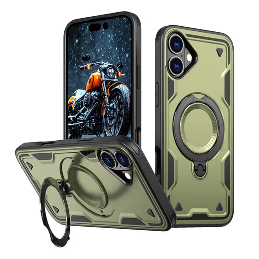 Hybrid Armor Trendy Case с MagSafe за iPhone 16 Plus - зелен