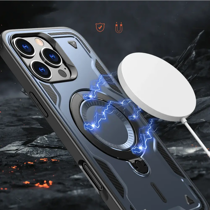 Hybrid Armor Trendy Case с MagSafe за iPhone 16 Pro - син