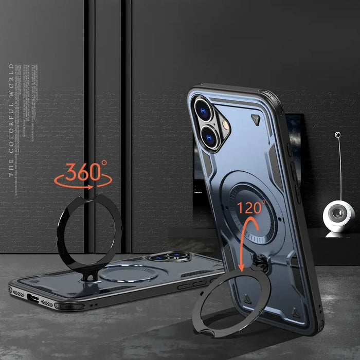 Hybrid Armor Trendy Case с MagSafe за iPhone 16 - син