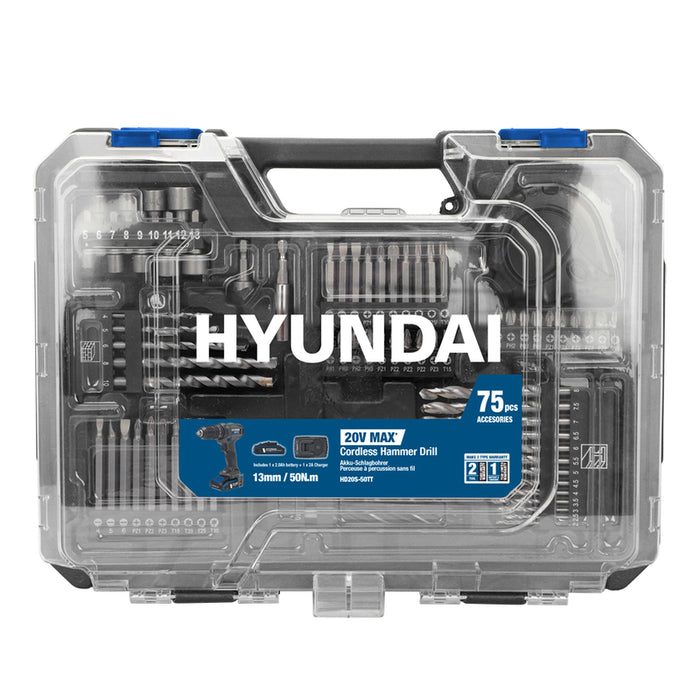 АКУМУЛАТОРНА УДАРНА БОРМАШИНА HYUNDAI HD20S-50TT 20 V, 50.00 nm, 2.00 Ah