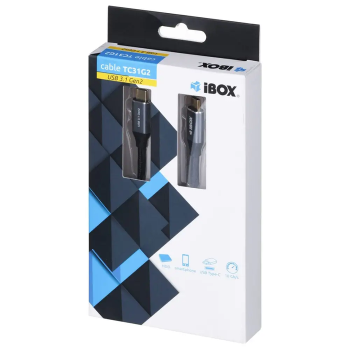 I-BOX USB C/USB C 1 m USB кабел 3.2 Gen 2 (3.1 Gen 2) Черен