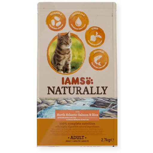 IAMS Naturally Adult North Atlantic сьомга и ориз - суха