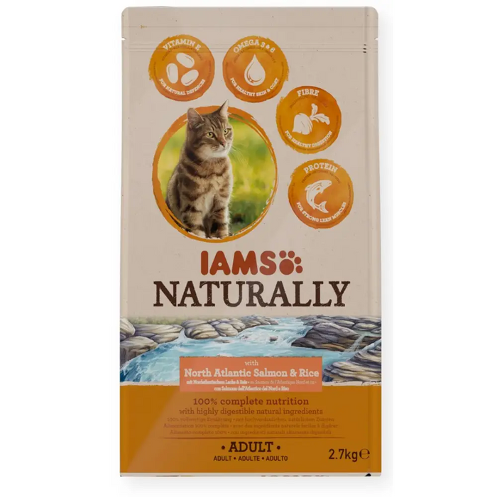 IAMS Naturally Adult North Atlantic сьомга и ориз - суха