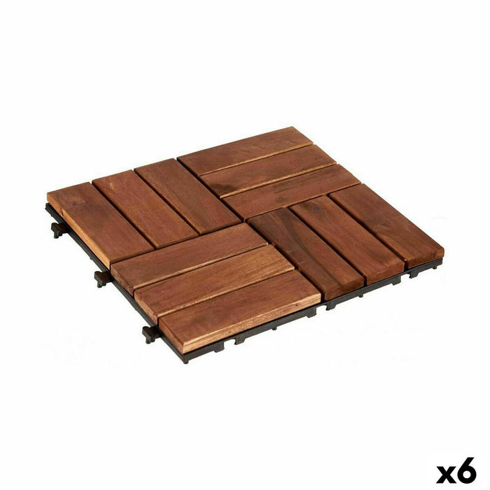 Преплетена Плочка Ibergarden Кафяв полиетилен Aкациево дърво 30 x 2,8 x 30 cm (6 броя)