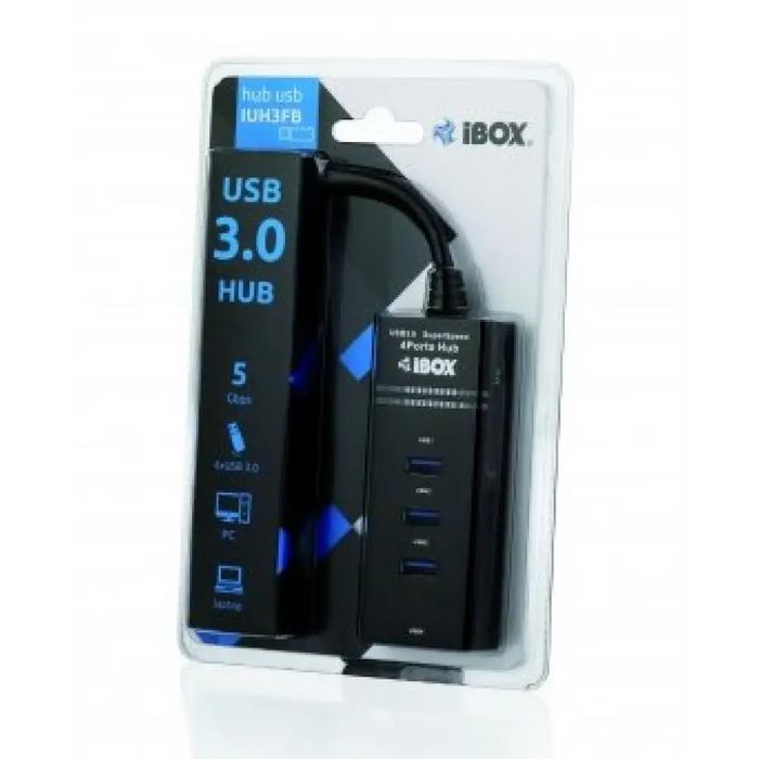 iBox IUH3FB интерфейсен хъб 5000 Mbit/s Черен
