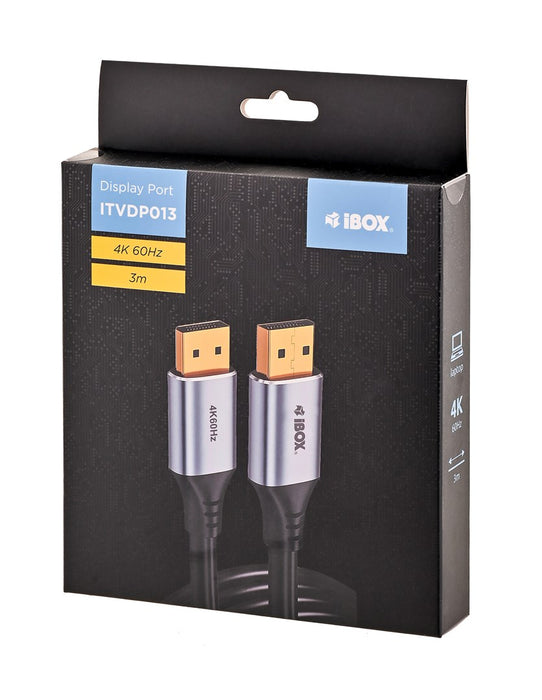 iBox ITVDP013 DisplayPort кабел 4K 60Hz златен щепсел 3 м