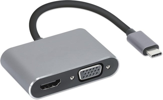 iBox IUHCHDVGA USB Type-C хъб 4-в-1 USB 3.0 + PD 100W + HDMI 4K 30Hz + VGA Full HD
