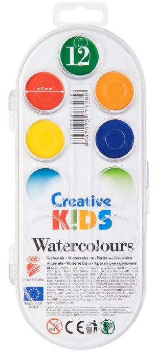 Акварелни бои ICO Creative Kids - 12 цвята по 30 mm