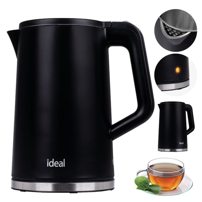 IDEAL Кана 1.7 л, стоманено тяло, мощност 1500 W, черна