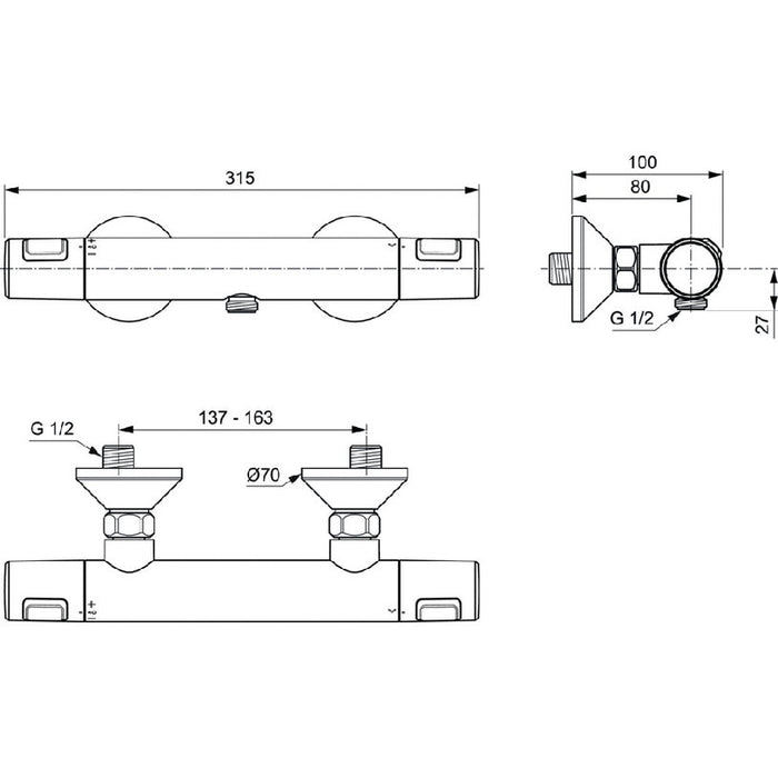 ТЕРМОСТАТЕН СМЕСИТЕЛ IDEALSTANDARD CERATHERM T25