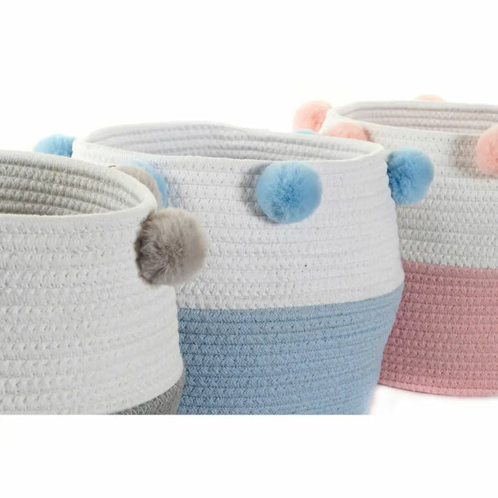 Игра на Кошници DKD Home Decor Помпони 30 x 30 x 26 cm