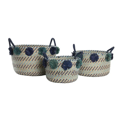 Игра на Кошници DKD Home Decor полипропилен Помпони 46 x 44