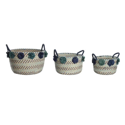 Игра на Кошници DKD Home Decor полипропилен Помпони 46 x 44