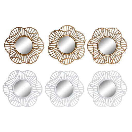 Игра на Огледала DKD Home Decor Кристал Златен Бял