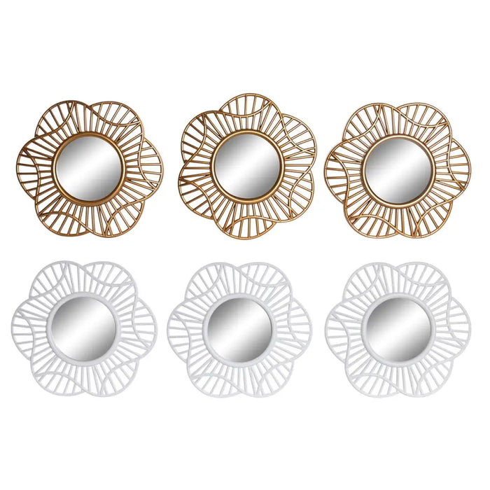 Игра на Огледала DKD Home Decor Кристал Златен Бял