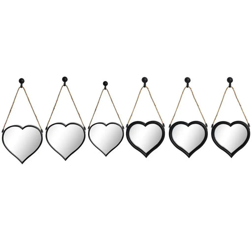 Игра на Огледала DKD Home Decor Огледало Сърце Черен PP 2