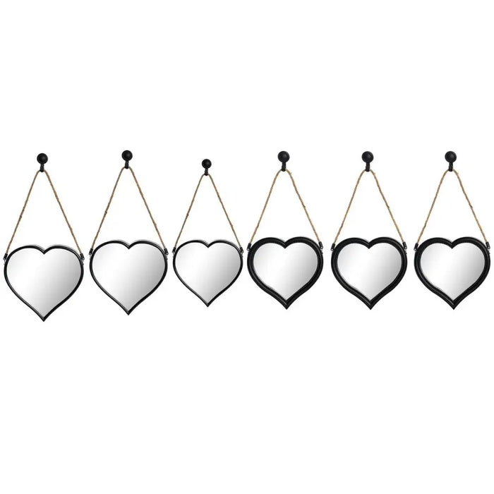 Игра на Огледала DKD Home Decor Огледало Сърце Черен PP 2
